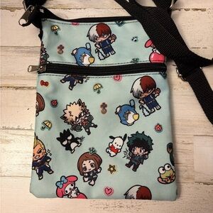 Kids Crossbody Bag with Aqua Chibi Character Print